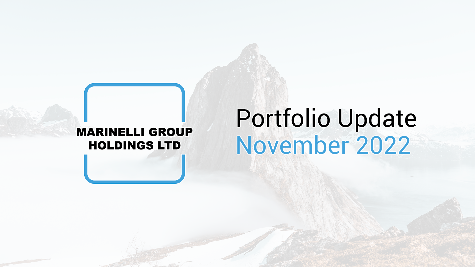 Matteo Marinelli Portfolio Update - November 2022